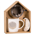 Boîte cadeau infuseur à thé & mug Fleur de vie